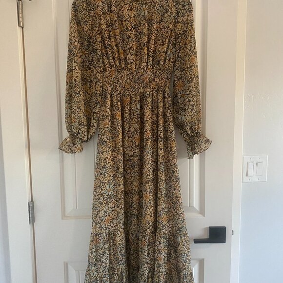 Piper & Scoot The Georgie Floral Midi Dress in Mustard Small - Picture 2 of 7